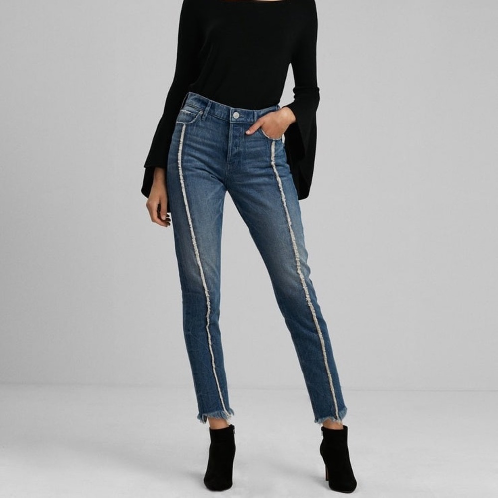 Express High Waisted Fringe Jeans